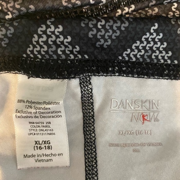 Danskin Now Black And Gray Drawstring Waist Leggings Womens Size XLarge (16-18) - Picture 3 of 3